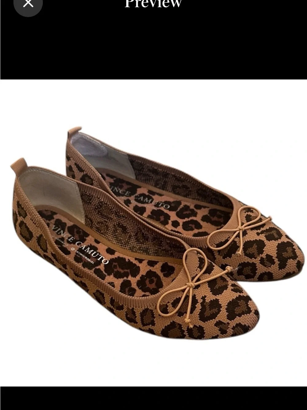 Vince Camuto Leopard Knit Ballet Flats in Brown and Black Machine Washable 8.5